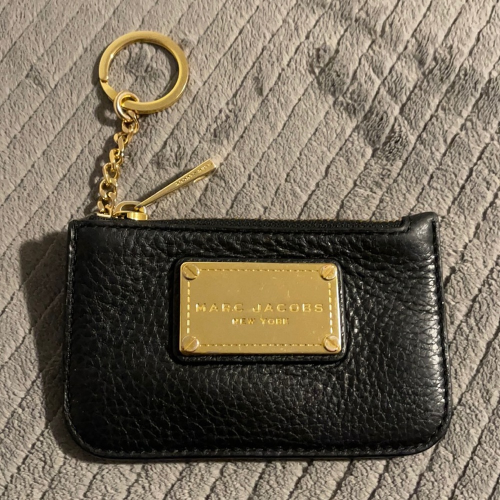 Marc Jacobs Coin Purse Black Leather Key Ring